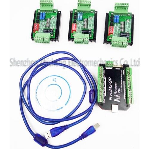 Top grade CNC mach3 usb 3Axis Kit, 3pcs TB6600 1 Axis Stepper Motor Driver + mach3 3 Axis USB 100KHz