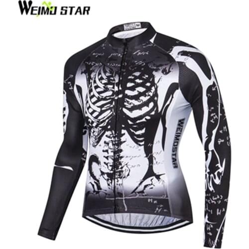 Weimostar Black White Breathable Mens Cycling Jersey ciclismo Long Sleeve Mtb bike jersey Cycling Clothing Autumn Bicycle Wear