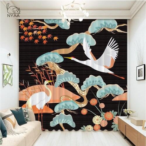 Japanese Sakura Flower Rosy Pink Cherry Wave Circle Curtain Home Blue Orange Red Green Curtains Hotel Bed Curtain Micro Shading