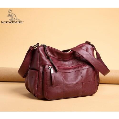 High Quality PU Leather Ladies Shoulder Bag Multi-pocket Design Womens Travel Bag Sac Solid Color Designer Women Messenger Bags