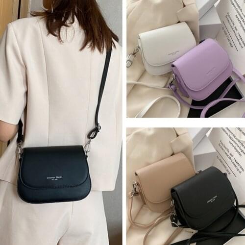 Popular Simple Female Daily Bag Solid Color Women PU Leather Crossbody Bags Simple Small Flap Shoulder Pouch