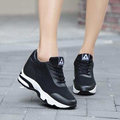 Height Increased Casual Shoes Women Fashion Sneakers Lace Up Breathable Hidden Heels Female Shoes Ladies Trainers