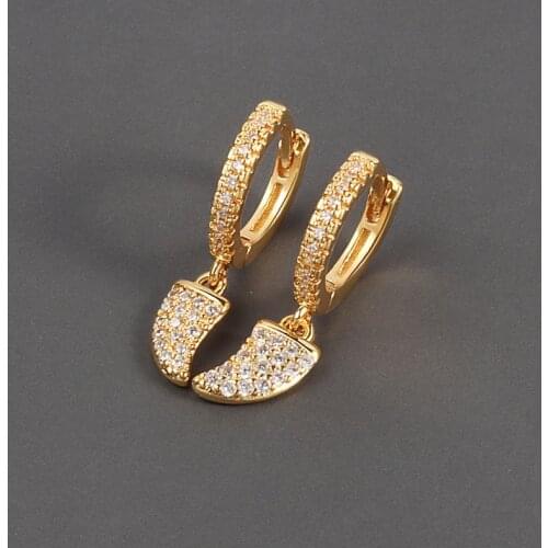 QMCOCO 925 Silver Crescent Moon Earrings For Women New Trendy Sparkling Zircon Bride Jewelry Party Accessories