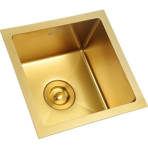 450x450 mm Gold Kitchen Sinks 304 Stainless Steel Single Bowel Kitchen Sinks Undermount 1.2mm Thickness