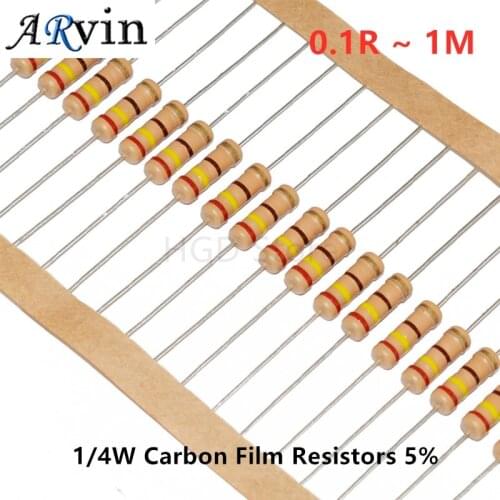 100pcs/lot 1W 5% Carbon Film Resistor 0.1R ~ 1M 2.2R 10R 22R 47R 51R 100R 150R 470R 1K 4.7K 10K 47K 1 10 22 47 51 100 150 470