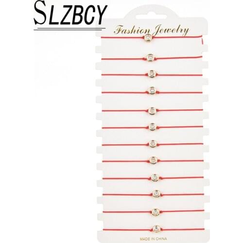 12 pcs/set Charm AAA Cubic Zircon Bracelets Set For Women Gold Silver Color Metal Red Adjustable Yoga Bracelet Anklet Jewelry