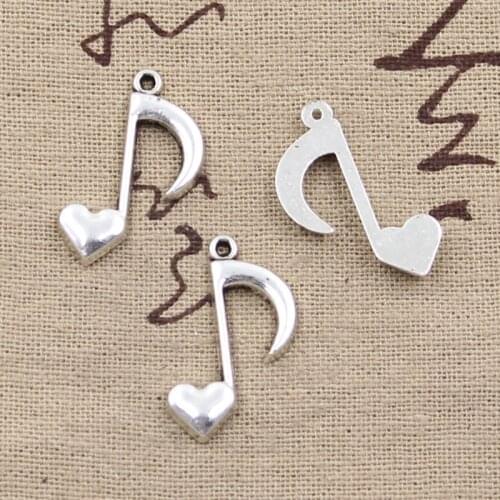 12pcs Charms Musical Note 25x16mm Antique Making Pendant fit,Vintage Tibetan Bronze Silver color,DIY Handmade Jewelry