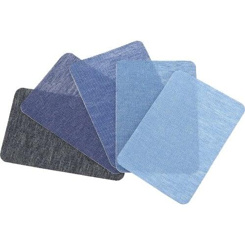 20pcs 5 Colors DIY Denim Fabric Jeans Iron-on Patches Embroidery + Sewing Set For Pants Clothing Apparel Sewing Fabric