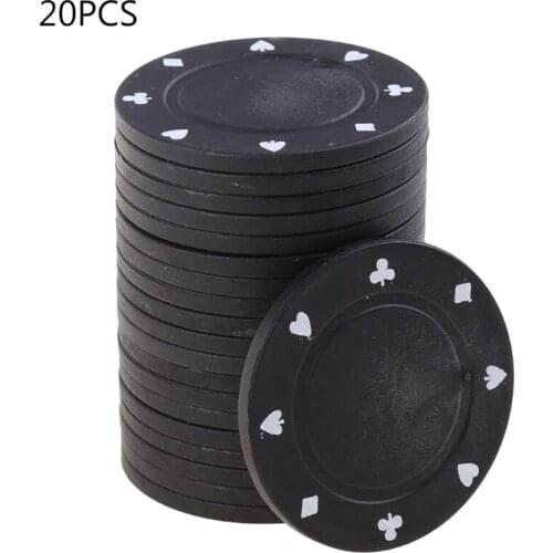 20pcs ABS Poker Chips Poker Card Game Chip Coin Casino Baccarat Black Jack Chips 270C