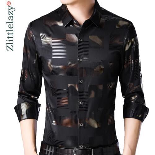 2021 Brand Casual Spring Luxury Plaid Long Sleeve Slim Fit Men Shirt Streetwear Social Dress Shirts Mens Fashions Jersey 2306