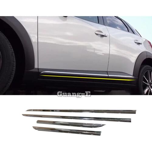 Hot For Mazda CX-3 CX3 2017 2018 2019 2020 2021 Car Cover Detector ABS Chrome Side Door Body Trim Stick Strip Molding Hoods 4pcs