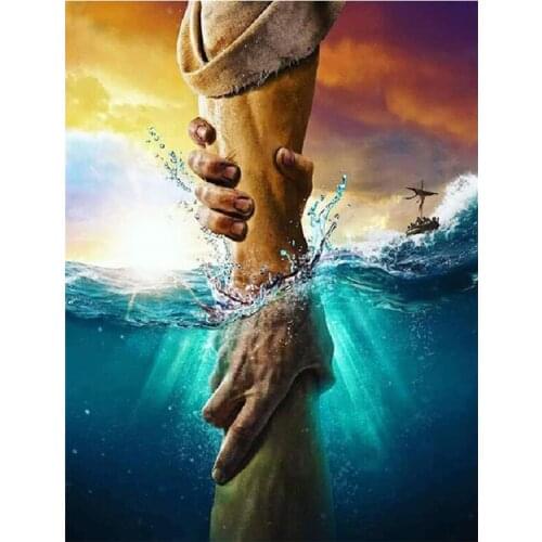 5D Diy Jesus hand Help sailor full drill Diamond Painting Wall Art Diamond Embroidery Mosaic Colorful Religion Room DecorZP-3536