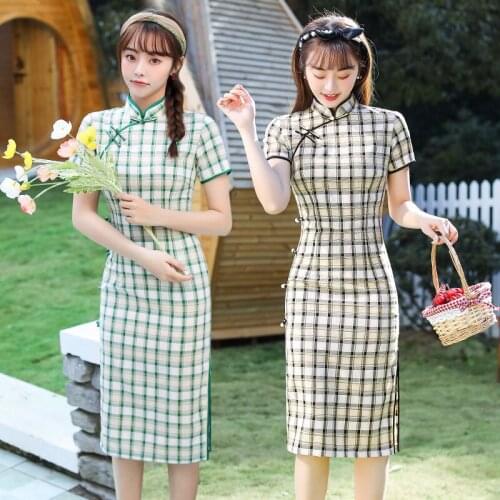 Модные платья в клетку Aizaicn China At AliExpress