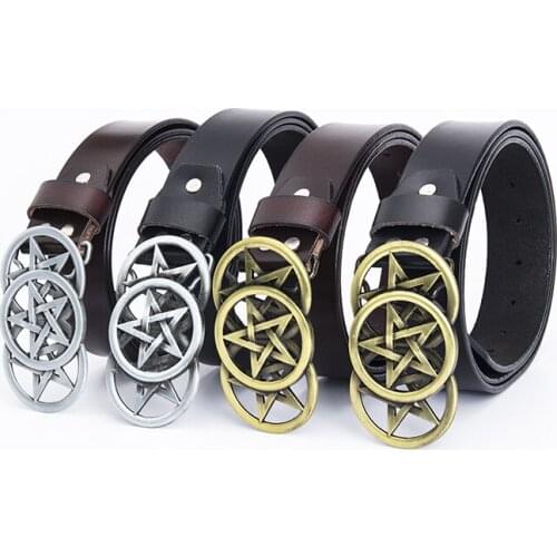 American original leather all-match casual five-pointed star belt European and American popular Celtic high-end custom belt