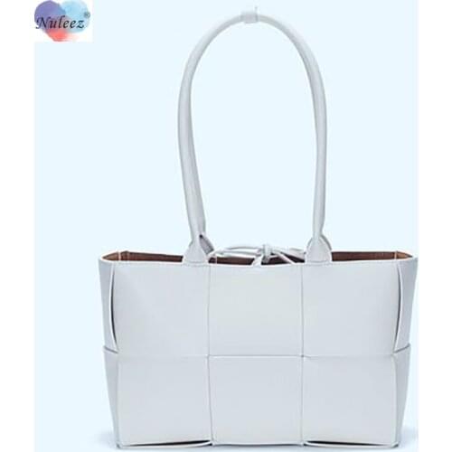Nuleez Genuine Cows Kin Big Tote Bag Women Wide Leather Knitting Classical Style Luxury Daily Travelling and Shopping Bag
