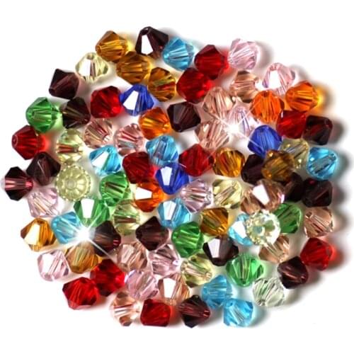 100pcs shiny Crystal beads Bicone Beads Glass Beads Loose Spacer Beads for bracelet DIY Jewelry Making 3-10MM 7 Colors