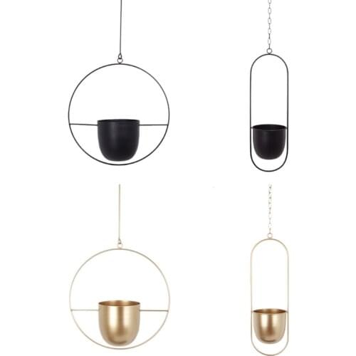 Geometric Iron Hanging Planter Vase Plant Pot Modern Window Ceiling Planters Hanger for Cactus Herb Air Plant Home Decor