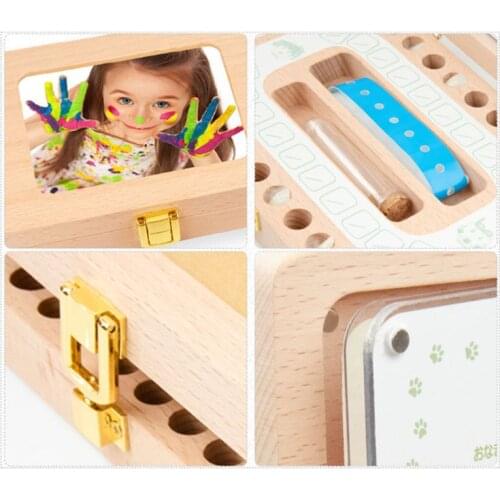 Wooden Photo Frame Fetal Hair Deciduous Tooth Box Newborn Baby Souvenirs Gift