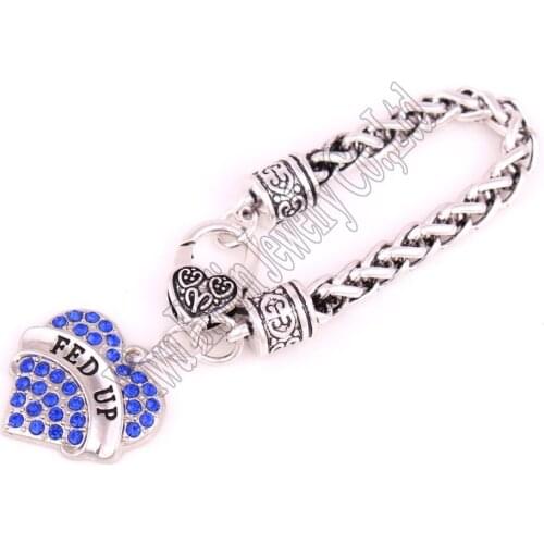 15CM length for child zinc studded with crystals FED UP pendant bracelet