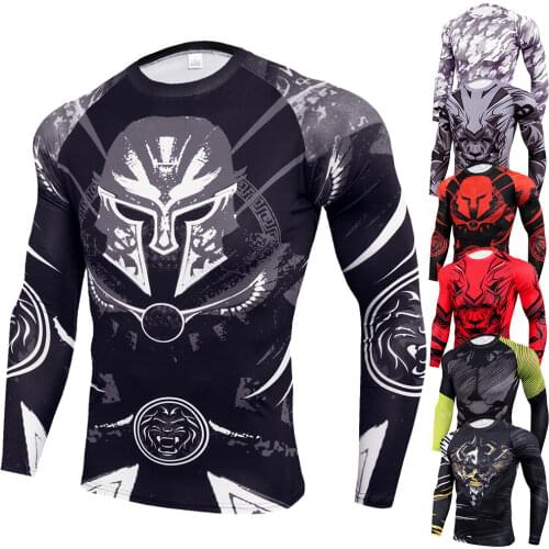 3D Printed Men Running T-Shirts Long Sleeve Compression Sport Tops Tees Jogging Fitness Workout Sportswear Bodybuilding Shirts