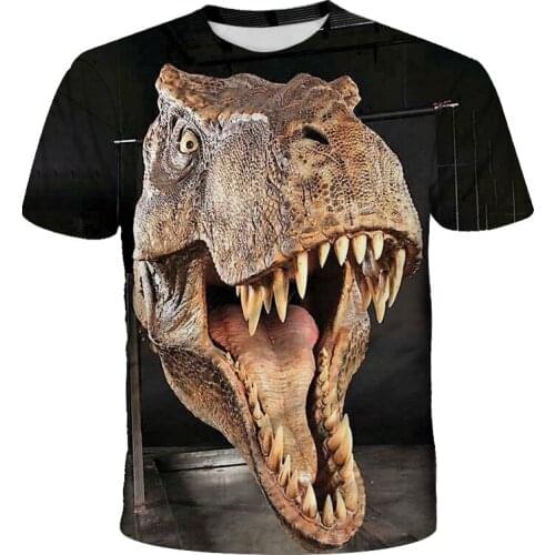 Boys And Girls Cartoon Dinosaur Printed T Shirt Fashion Funny Harajuku Kids Tops Tees Jurassic Dinosaur Childrens Tshirt