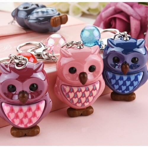 Hot Sale Fashion Owl Key Chain Ornament KeyChains Poret Clef Cute Key Ring Holder Womens Hand Bag Car Pendant