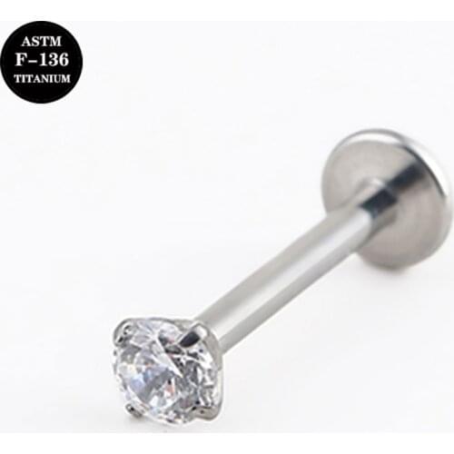 16G Implant Grade Titanium ASTM F136 Threadless Screw Labret Cluster CZ Gem Cartilage Helix Ear Piercing Body Jewelry