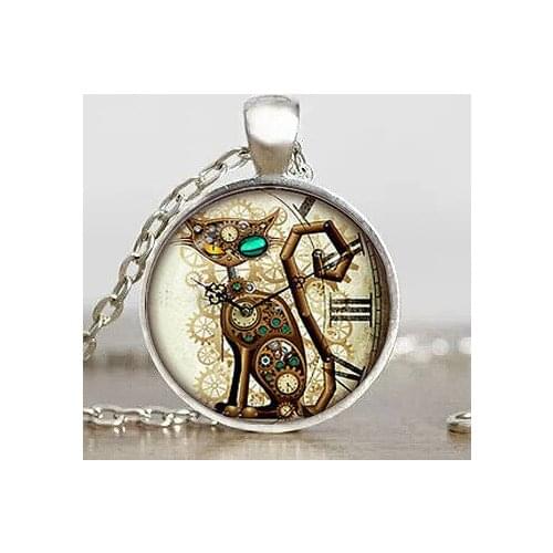 Sugar Skull US Movie Mechanical Clock Cat Handmade Necklace Steel Pendant Steampunk Jewelry Gift Women Chain Mens Necklaces Toy