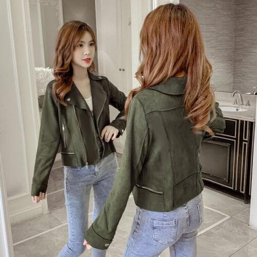 Faux Suede Jacket Women Casual Loose Motorcycle Jackets Female Streetwear Slim Coat Korean Chic New Autumn Jacket