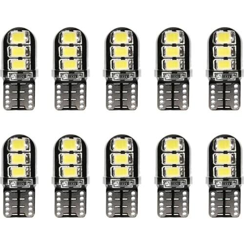 10Pcs 2835 6SMD T10 LED W5W License Plate Lights Width Lamp LED Car Interior Reading Dome Light Auto Parking Lamp Silicone Light