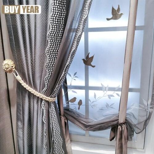 Light Luxury Small French Lace Curtains, High-end Curtains, High-end Apartment Bedroom Study Gray Curtain Set Customization