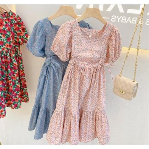 2021 Summer Baby Girls Printed Bow Dress, Princess Kids Fashion Clothing 5 pieces/lot, Wholesale