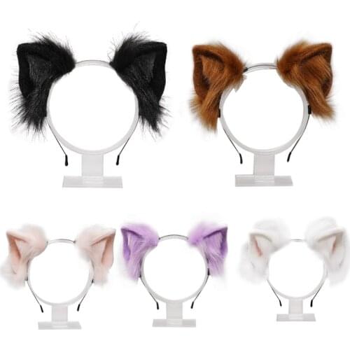 Lolita Headbands Furry Animal Cat Ears Headwear Kawaii Hair Hoop for Halloween Cosplay Headpiece Party Supplies