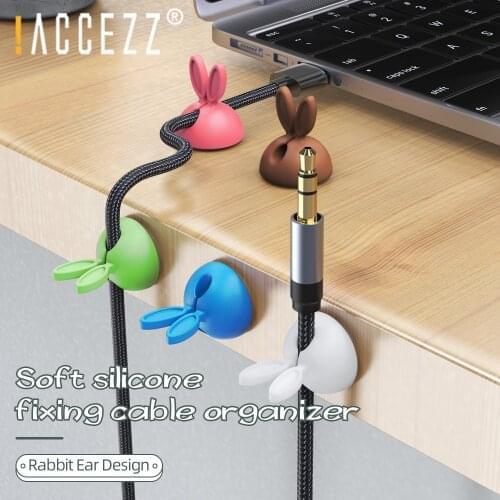 !ACCEZZ Cute USB Cable Organizer Desktop Cord Management Clips For Keyboard Mouse Earphones Silicone Wire Winder Cable Protector
