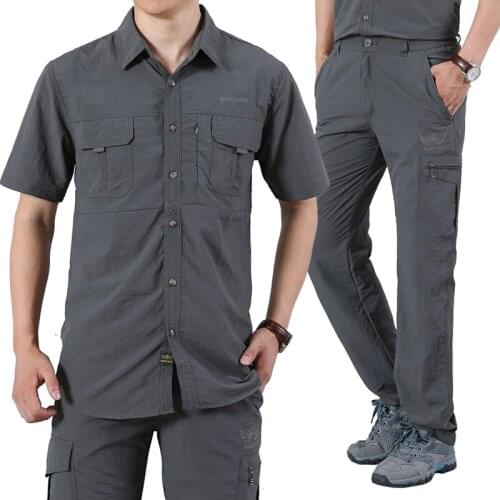 Outdoor Waterproof Breathable Hiking Army Shirts Top Mens Tactical Military Shirt Camping Suit Workout Set Sportswear