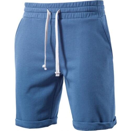 2021 New Fifth Pants Solid Color Breathable Male Men Drawstring Elastic Waist Shorts for Sports