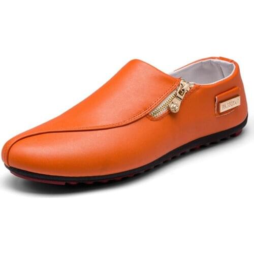 2021 Summer Autumn New Mens Leather Casual Shoes Round Toe Slip-on Shallow Loafers Breathable Waterproof Suitable for Work