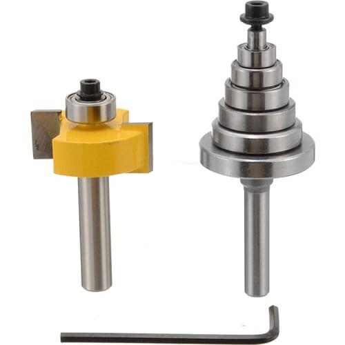 7Pcs 1/4" Shank Carbide Steel Rabbet Router Bit With Bearings Trimmer Set Woodworking Cutter For Woodworking Tools