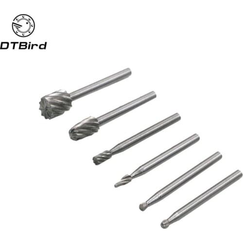 6pcs Dremel Rotary Tools Mini Drill Bit Set Cutting HSS Routing Router Grinding Bits Milling Cutters for Wood Carving Tool