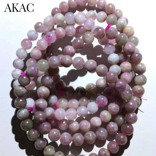Approx6-6.8mm AKAC natural rarely pink tourmaline bracelet smooth round loose beads