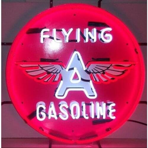 Neon Sign For Flying A Gasoline Motorcycles Commercial oil station Lamp paint board light Tube Glass Neon Outdoor Wall Light