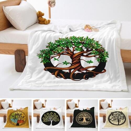 Tree Print Throw Blanket Game Sherpa Fleece Blanket for Kids Bed Sofa Office Portable Comfortable Blanket Washable