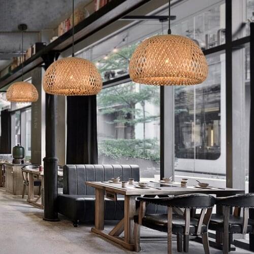 Rattan Woven Pendant Lights vintage Chandelier Handmade Bamboo Ceiling Lamp Pendant Hanging Lamp Cafe Restaurant Bar home Decor