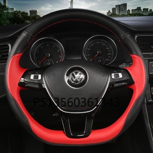 Suitable for Volkswagen VW Magotan T-Cross Lavida Tayron Tiguan Bora T-ROC Jetta Passat Hand-sewn leather steering wheel cover