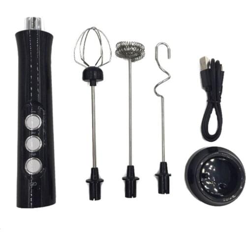Portable 3 in 1 Mini Electric Milk Frother Handle Egg Beater Tool Rotatable Whisk USB Rechargeable Milk Mixer Au16 21 Dropship