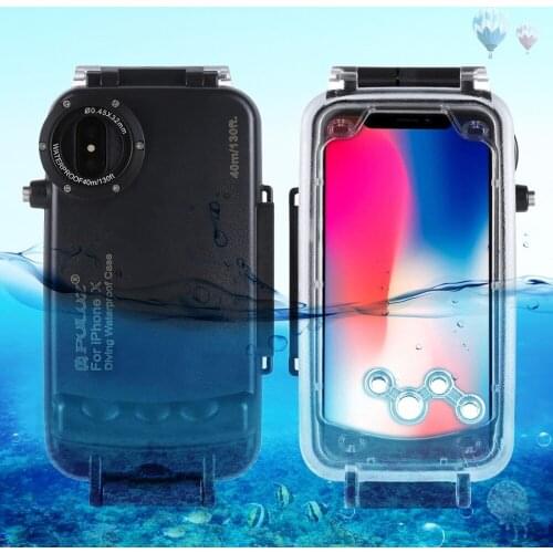 PULUZ For iPhone 8 8 Plus 7 7 Plus X XS 40m/130ft Waterproof Diving Case Housing Photo Video Taking Underwater 40m Cover Case