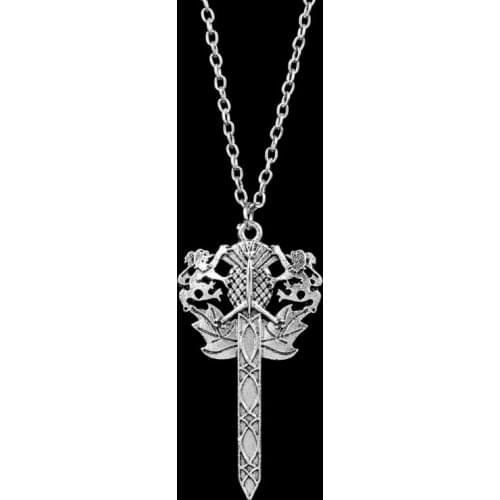 Outlander Scottish National Flower Thist Sword Necklace TV Jewelry Pendants Necklaces Gothic Style