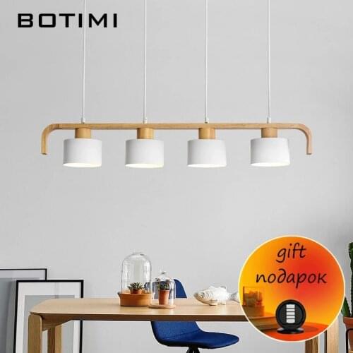 BOTIMI Modern LED Pendant Lights With Metal Lampshade For Dining Wooden Hanging Lamp E27 Wood Kitchen Luminaire