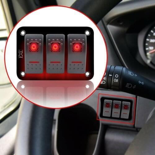 3 Gang LED Rocker Waterproof Switch Control Panel Circuit Breaker+Sticker For Boat Marine Accessories DC 12V / 20A 24V / 10A