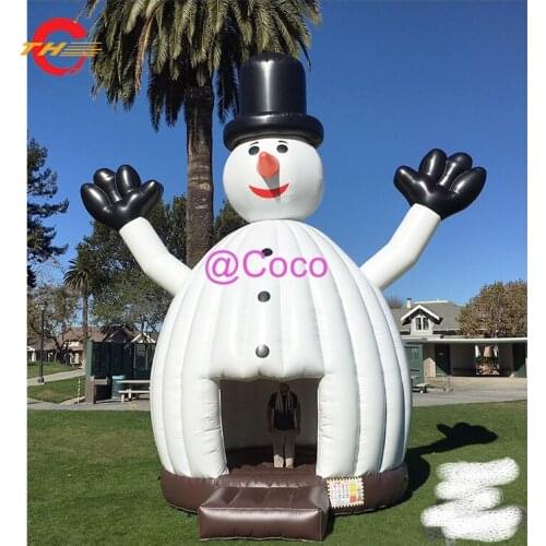 Free air ship to door, inflatable snowman jumping house, 4m 13ft diameter commercial inflatable bouncy castle free with air fan